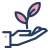 Indirect Workplace Giving Hand nurturing a plant icon: A hand holding a growing plant, symbolizing care, growth, and support for development and healing.